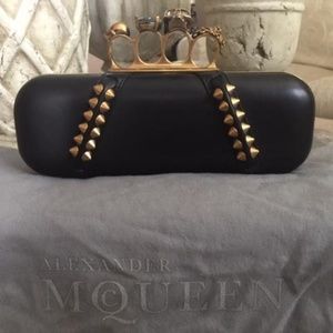 Alexander McQueen Leather Knuckle Skull Clutch Bag